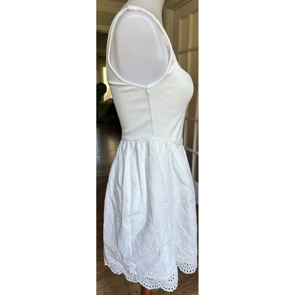 ZARA White Eyelet Embroidered Sleeveless Dress Size M NWT Summer Casual Cotton - Picture 5 of 9
